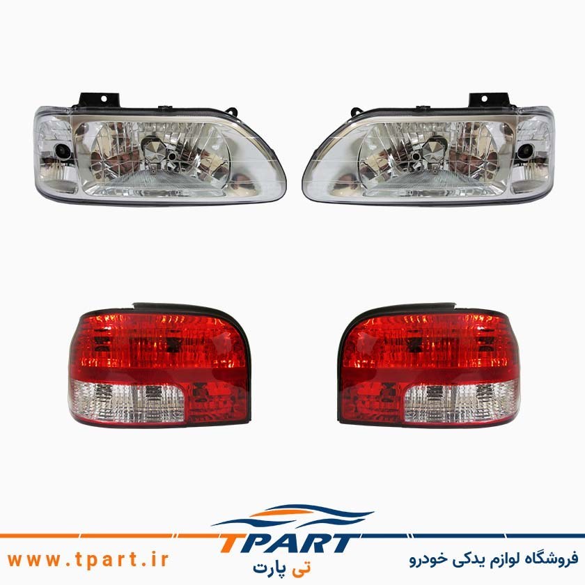 چراغ جلو و عقب خودرو مدل JT87 مناسب برای پراید 131 بسته 4 عددی
